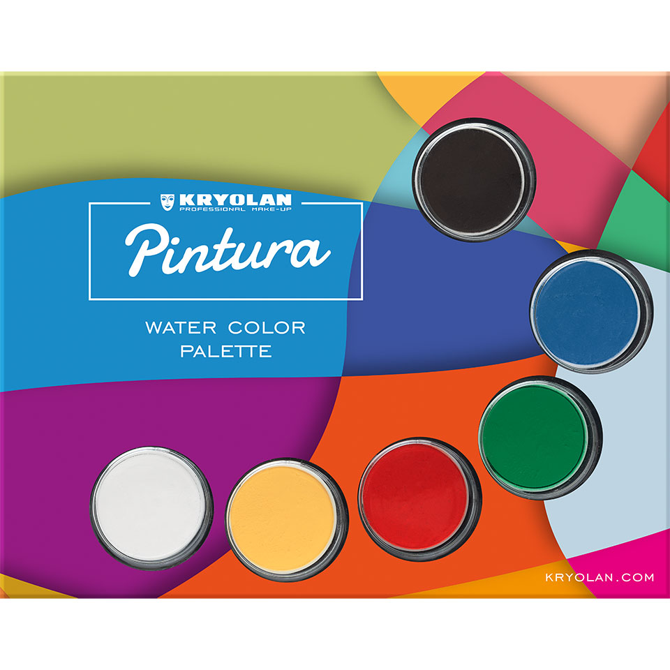Kryolan Pintura Palette mit 6Farben,Pinsel und Schwamm