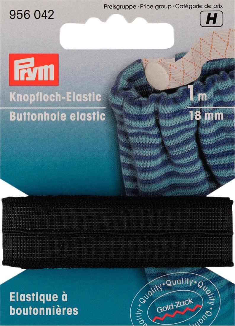 Prym Knopfloch-Elastic glattes Band, schwarz