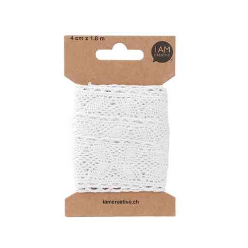 Spitzenband, weiss, 4 cm x 1.8 m