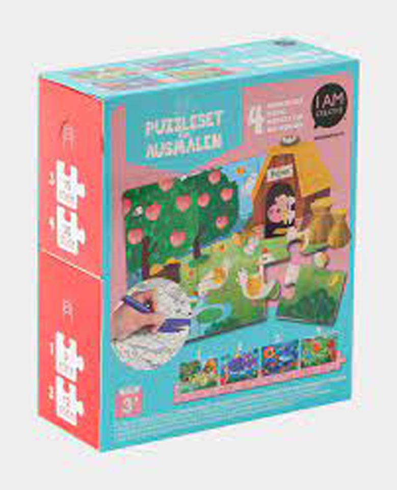 Puzzleset zum Ausmalen, 4 Stk.