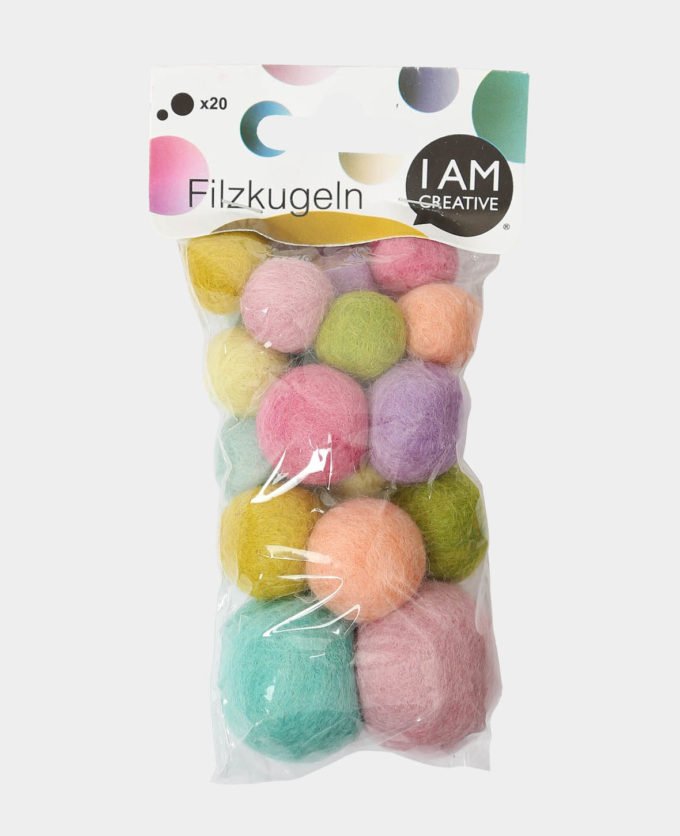 Filzkugeln,Pastell,15-30mm,20 S.