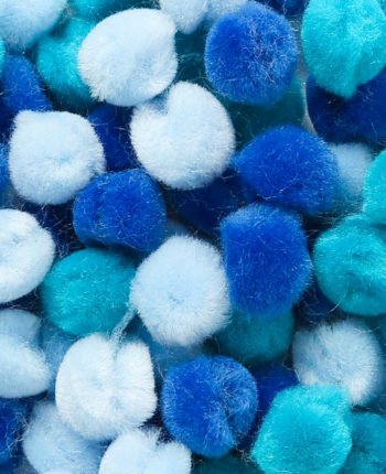 Pompons,15 mm, 60 pcs, blau mix