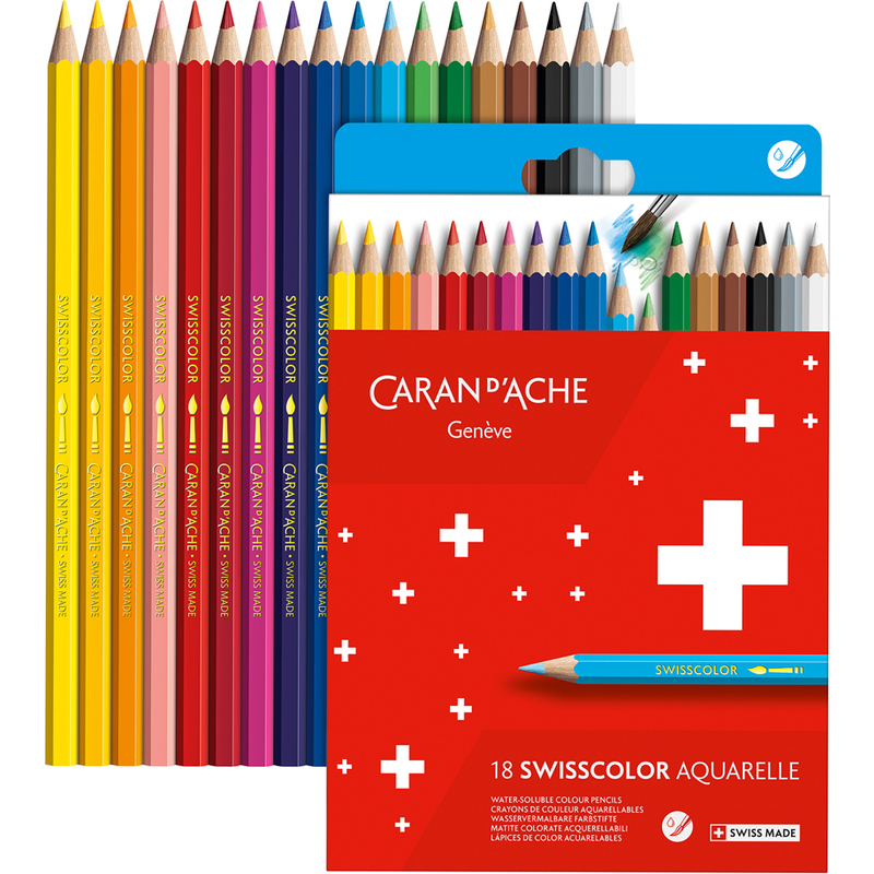 CARAN D'ACHE Buntstifte SWISSCOLOR Aquarelle,18er Kartonetui