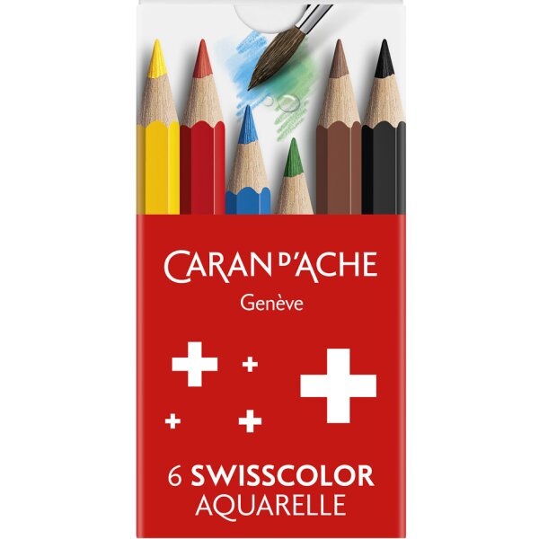 CARAN D'ACHE 1/2 Buntstifte SWISSCOLOR Aquarelle, 6er Karton