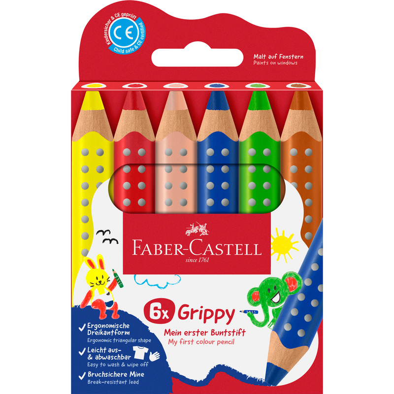 Faber-Castell Buntstifte Grippy 6er Set mit Spitzer