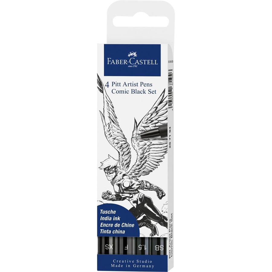 Pitt Artist Pen Tuschestift 4er Etui, Schwarz