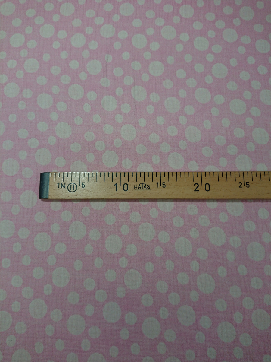 Double Gauze rosa mit weissen Punkten