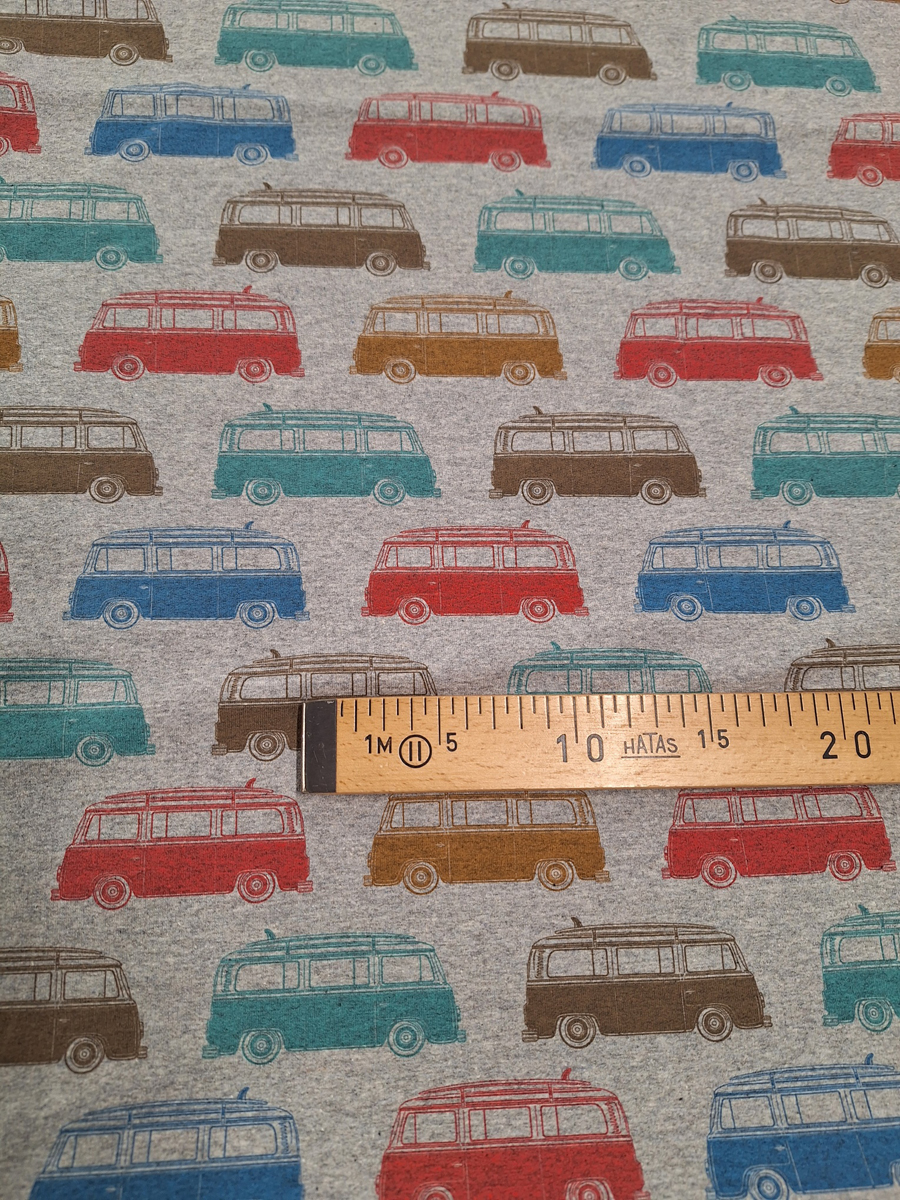 French Terry grau mit VW-Bus