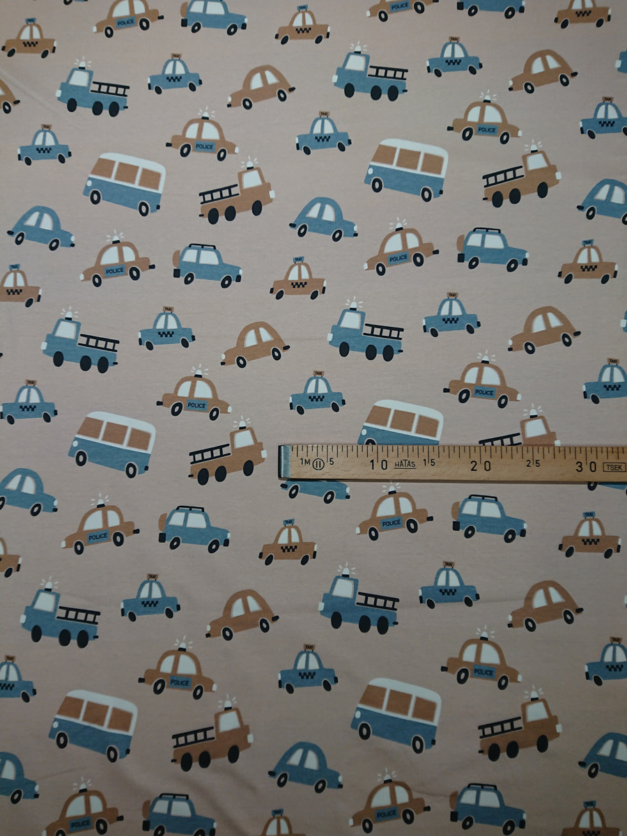 BW Jersey beige mit Autos