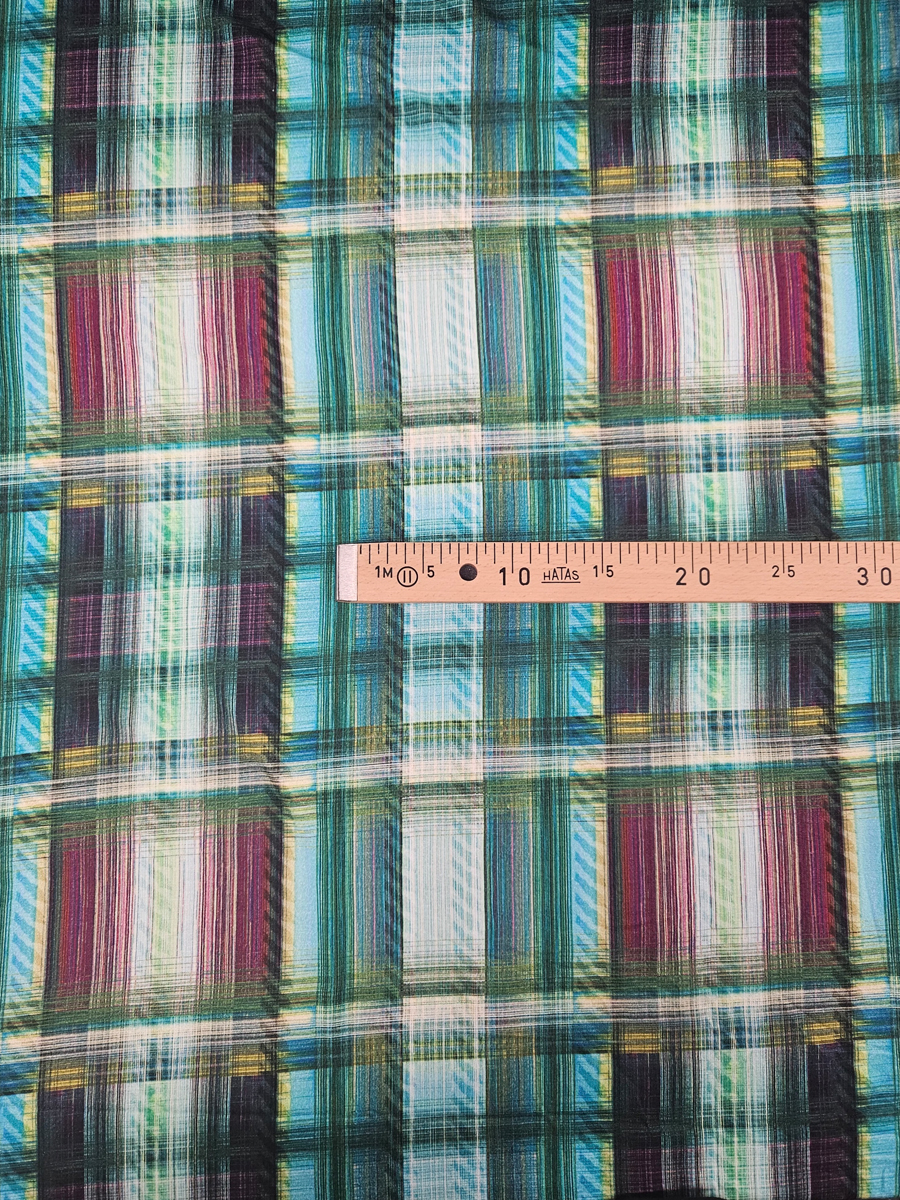 Rayon/El grün/aubergine Karo