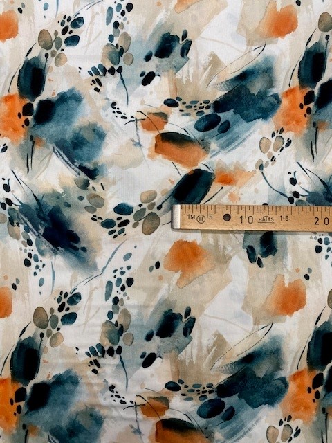 VI beige/petrol/orange gemustert