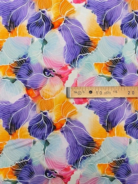 VI Jersey Blumen eisblau/orange/violett