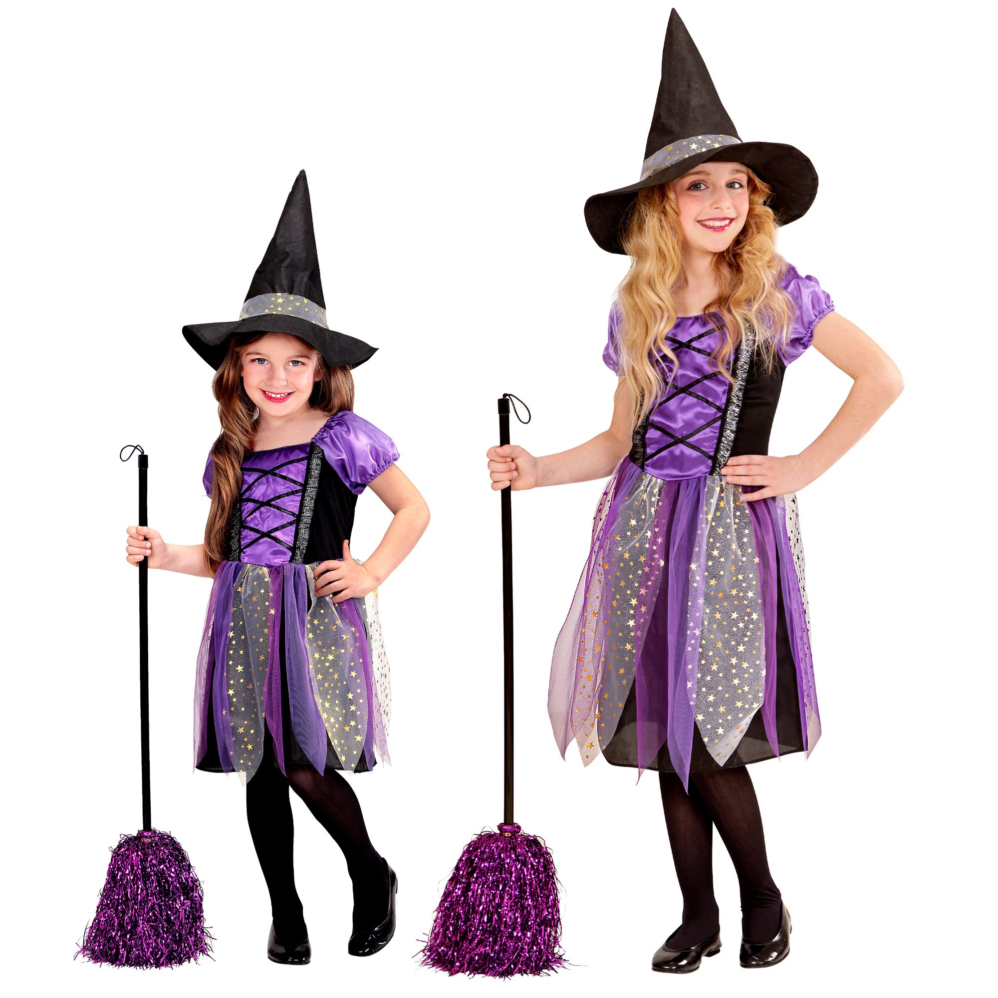 Hexe, Kleid mit Hut violett/schwarz Gr. 128