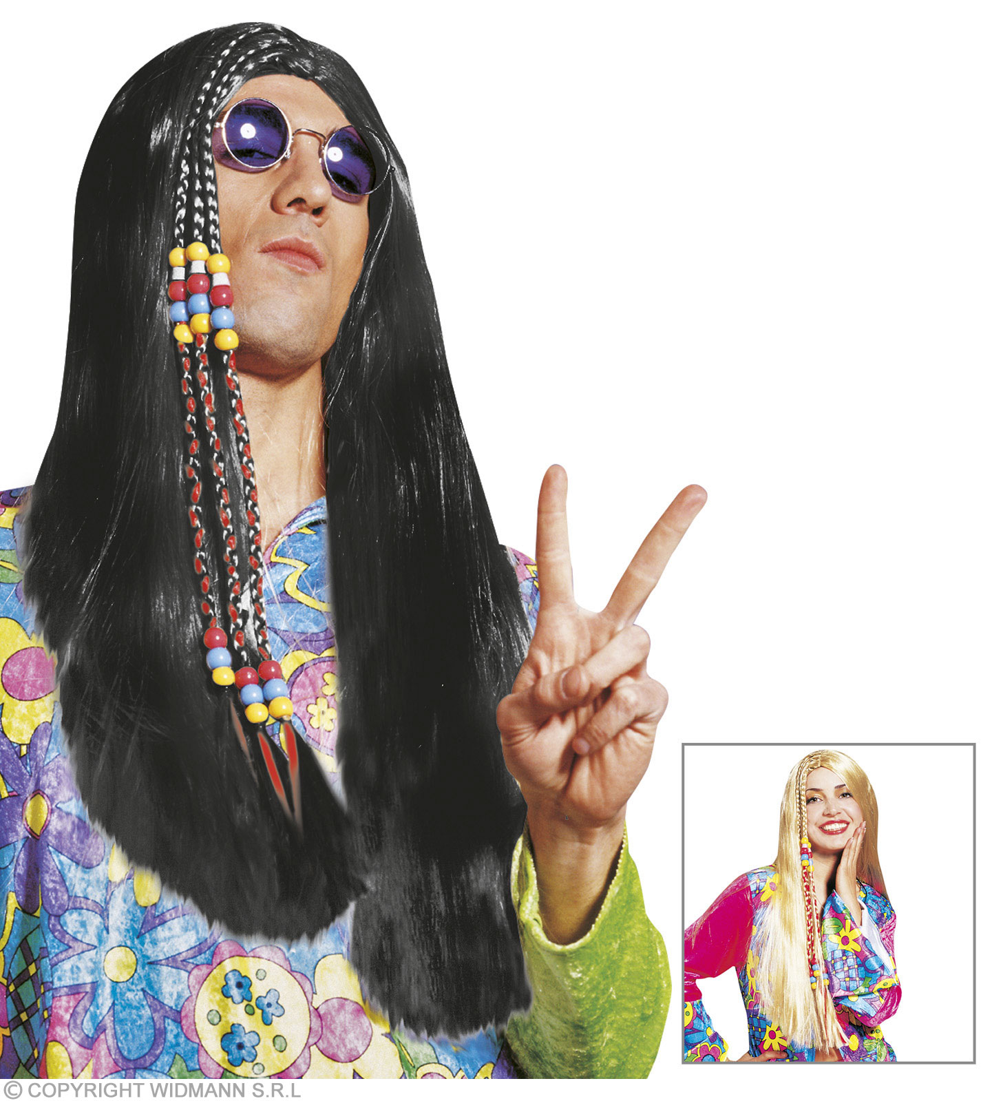 Perücke Hippie lang