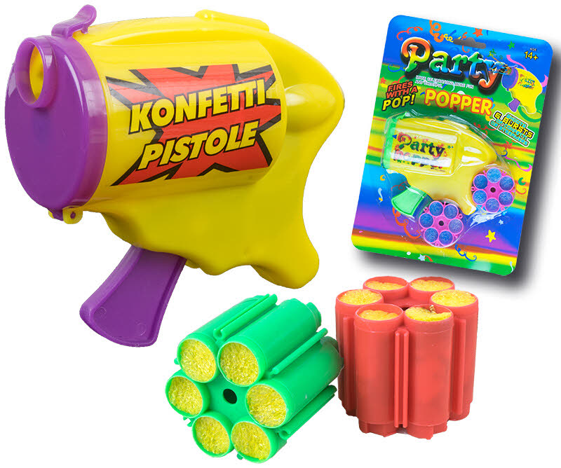 Konfettipistole mit 2 Stk. Munition